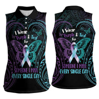 Suicide Awareness Memorial Women Sleeveless Polo Shirt I Wear Purple and Teal For Someone I Miss LT14 - Polynesian Pride
