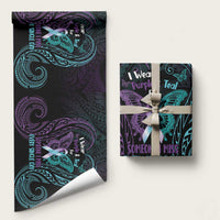 Suicide Awareness Memorial Wrapping Paper I Wear Purple and Teal For Someone I Miss LT14 58" × 23" Black - Polynesian Pride
