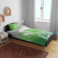 Polynesia Depression Awareness Bedding Set Sunflower Green Ribbons Polynesian Tattoo