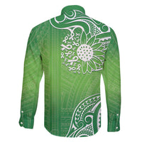 Polynesia Depression Awareness Family Matching Long Sleeve Bodycon Dress and Hawaiian Shirt Sunflower Green Ribbons Polynesian Tattoo