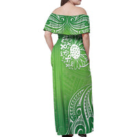 Polynesia Depression Awareness Family Matching Off Shoulder Maxi Dress and Hawaiian Shirt Sunflower Green Ribbons Polynesian Tattoo LT14 - Polynesian Pride