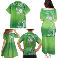 Polynesia Depression Awareness Family Matching Puletasi and Hawaiian Shirt Sunflower Green Ribbons Polynesian Tattoo LT14 - Polynesian Pride