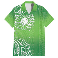 Polynesia Depression Awareness Hawaiian Shirt Sunflower Green Ribbons Polynesian Tattoo