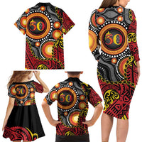 Celebrating 50 Years Papua New Guinea Family Matching Long Sleeve Bodycon Dress and Hawaiian Shirt Aboriginal Mix Papuan Pattern LT14 - Polynesian Pride