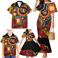 Celebrating 50 Years Papua New Guinea Family Matching Mermaid Dress and Hawaiian Shirt Aboriginal Mix Papuan Pattern LT14 - Polynesian Pride