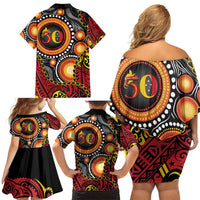 Celebrating 50 Years Papua New Guinea Family Matching Off Shoulder Short Dress and Hawaiian Shirt Aboriginal Mix Papuan Pattern LT14 - Polynesian Pride