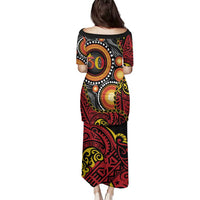 Celebrating 50 Years Papua New Guinea Family Matching Puletasi and Hawaiian Shirt Aboriginal Mix Papuan Pattern LT14 - Polynesian Pride