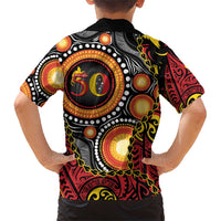 Celebrating 50 Years Papua New Guinea Family Matching Short Sleeve Bodycon Dress and Hawaiian Shirt Aboriginal Mix Papuan Pattern LT14 - Polynesian Pride