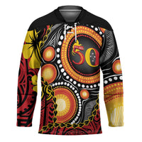 Celebrating 50 Years Papua New Guinea Hockey Jersey Aboriginal Mix Papuan Pattern - Polynesian Pride