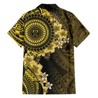 Vanuatu Family Matching Long Sleeve Bodycon Dress and Hawaiian Shirt Hibisus Polynesian Pattern Gold LT14 - Polynesian Pride