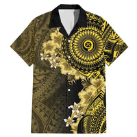 Vanuatu Family Matching Mermaid Dress and Hawaiian Shirt Hibisus Polynesian Pattern Gold LT14 Dad's Shirt - Short Sleeve Gold - Polynesian Pride