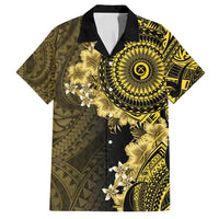 Vanuatu Family Matching Off Shoulder Maxi Dress and Hawaiian Shirt Hibisus Polynesian Pattern Gold LT14 Dad's Shirt - Short Sleeve Gold - Polynesian Pride