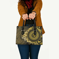 Vanuatu Leather Bag Hibisus Polynesian Pattern Gold - Polynesian Pride