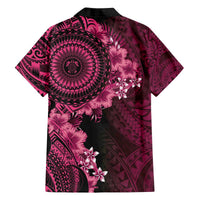Vanuatu Family Matching Off The Shoulder Long Sleeve Dress and Hawaiian Shirt Hibisus Polynesian Pattern Pink LT14 - Polynesian Pride