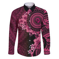 Vanuatu Family Matching Short Sleeve Bodycon Dress and Hawaiian Shirt Hibisus Polynesian Pattern Pink LT14 Dad's Shirt - Long Sleeve Pink - Polynesian Pride