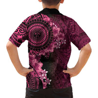 Vanuatu Family Matching Tank Maxi Dress and Hawaiian Shirt Hibisus Polynesian Pattern Pink LT14 - Polynesian Pride