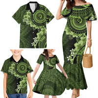 Vanuatu Family Matching Mermaid Dress and Hawaiian Shirt Hibisus Polynesian Pattern Green LT14 - Polynesian Pride