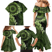 Vanuatu Family Matching Mermaid Dress and Hawaiian Shirt Hibisus Polynesian Pattern Green LT14 - Polynesian Pride