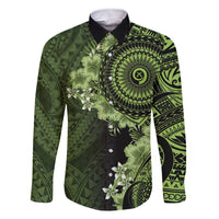 Vanuatu Family Matching Short Sleeve Bodycon Dress and Hawaiian Shirt Hibisus Polynesian Pattern Green LT14 Dad's Shirt - Long Sleeve Green - Polynesian Pride