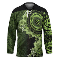 Vanuatu Hockey Jersey Hibisus Polynesian Pattern Green - Polynesian Pride