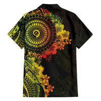 Vanuatu Family Matching Off The Shoulder Long Sleeve Dress and Hawaiian Shirt Hibisus Polynesian Pattern Reggae LT14 - Polynesian Pride