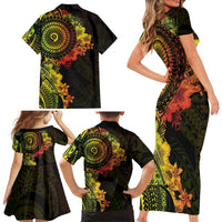 Vanuatu Family Matching Short Sleeve Bodycon Dress and Hawaiian Shirt Hibisus Polynesian Pattern Reggae LT14 - Polynesian Pride