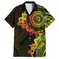 Vanuatu Family Matching Short Sleeve Bodycon Dress and Hawaiian Shirt Hibisus Polynesian Pattern Reggae LT14 Dad's Shirt - Short Sleeve Reggae - Polynesian Pride