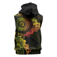 Vanuatu Sleeveless Zip Hoodie Hibisus Polynesian Pattern Reggae - Polynesian Pride