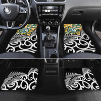 New Zealand Australia Rugby Car Mats Wallabies Aboriginal All Black Maori Tiki Together LT14 Set 4pcs Black - Polynesian Pride