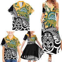 New Zealand Australia Rugby Custom Family Matching Summer Maxi Dress and Hawaiian Shirt Wallabies Aboriginal All Black Maori Tiki Together LT14 - Polynesian Pride