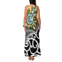 New Zealand Australia Rugby Custom Family Matching Tank Maxi Dress and Hawaiian Shirt Wallabies Aboriginal All Black Maori Tiki Together LT14 - Polynesian Pride