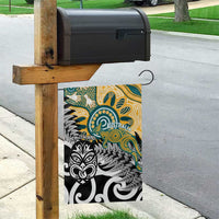 New Zealand Australia Rugby Garden Flag Wallabies Aboriginal All Black Maori Tiki Together LT14 - Polynesian Pride