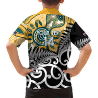 New Zealand Australia Rugby Custom Kid Hawaiian Shirt Wallabies Aboriginal All Black Maori Tiki Together LT14 - Polynesian Pride