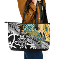 New Zealand Australia Rugby Leather Tote Bag Wallabies Aboriginal All Black Maori Tiki Together LT14 - Polynesian Pride
