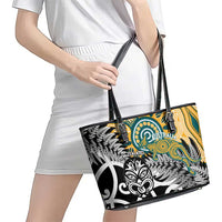New Zealand Australia Rugby Leather Tote Bag Wallabies Aboriginal All Black Maori Tiki Together LT14 - Polynesian Pride