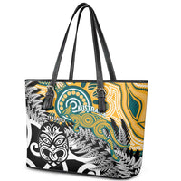 New Zealand Australia Rugby Leather Tote Bag Wallabies Aboriginal All Black Maori Tiki Together LT14 - Polynesian Pride
