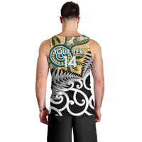 New Zealand Australia Rugby Custom Men Tank Top Wallabies Aboriginal All Black Maori Tiki Together LT14 - Polynesian Pride