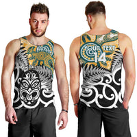 New Zealand Australia Rugby Custom Men Tank Top Wallabies Aboriginal All Black Maori Tiki Together LT14 - Polynesian Pride
