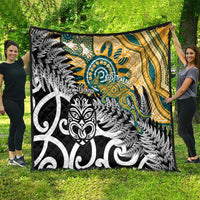New Zealand Australia Rugby Quilt Wallabies Aboriginal All Black Maori Tiki Together LT14 - Polynesian Pride