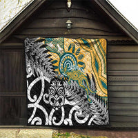 New Zealand Australia Rugby Quilt Wallabies Aboriginal All Black Maori Tiki Together LT14 - Polynesian Pride