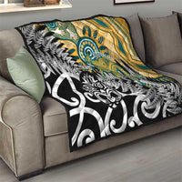 New Zealand Australia Rugby Quilt Wallabies Aboriginal All Black Maori Tiki Together LT14 - Polynesian Pride