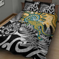 New Zealand Australia Rugby Quilt Bed Set Wallabies Aboriginal All Black Maori Tiki Together LT14 - Polynesian Pride