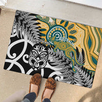 New Zealand Australia Rugby Rubber Doormat Wallabies Aboriginal All Black Maori Tiki Together LT14 - Polynesian Pride