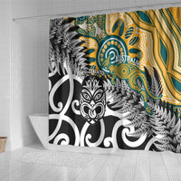 New Zealand Australia Rugby Shower Curtain Wallabies Aboriginal All Black Maori Tiki Together LT14 - Polynesian Pride