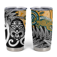 New Zealand Australia Rugby Tumbler Cup Wallabies Aboriginal All Black Maori Tiki Together LT14 Black - Polynesian Pride