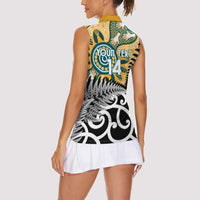 New Zealand Australia Rugby Custom Women Sleeveless Polo Shirt Wallabies Aboriginal All Black Maori Tiki Together LT14 - Polynesian Pride