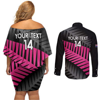 New Zealand Silver Fern Rugby Custom Couples Matching Off Shoulder Short Dress and Long Sleeve Button Shirt 2025 All Black Go Champions LT14 - Polynesian Pride