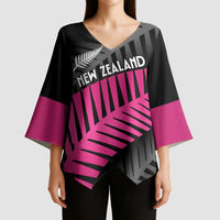 New Zealand Silver Fern Rugby Custom Kimono Sleeve Blouse 2025 All Black Go Champions LT14 - Polynesian Pride