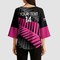 New Zealand Silver Fern Rugby Custom Kimono Sleeve Blouse 2025 All Black Go Champions LT14 - Polynesian Pride