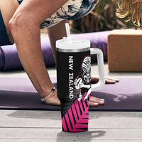 New Zealand Silver Fern Rugby Custom Tumbler With Handle 2025 All Black Go Champions LT14 - Polynesian Pride
